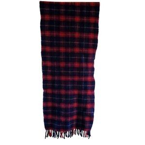 Vintage Brooks Brothers Scarf Made in England 100% Wool 60s Tartan Plaid Fringe